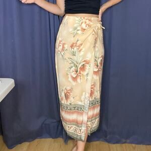 Vintage Express Floral Maxi Wrap Skirt Size M